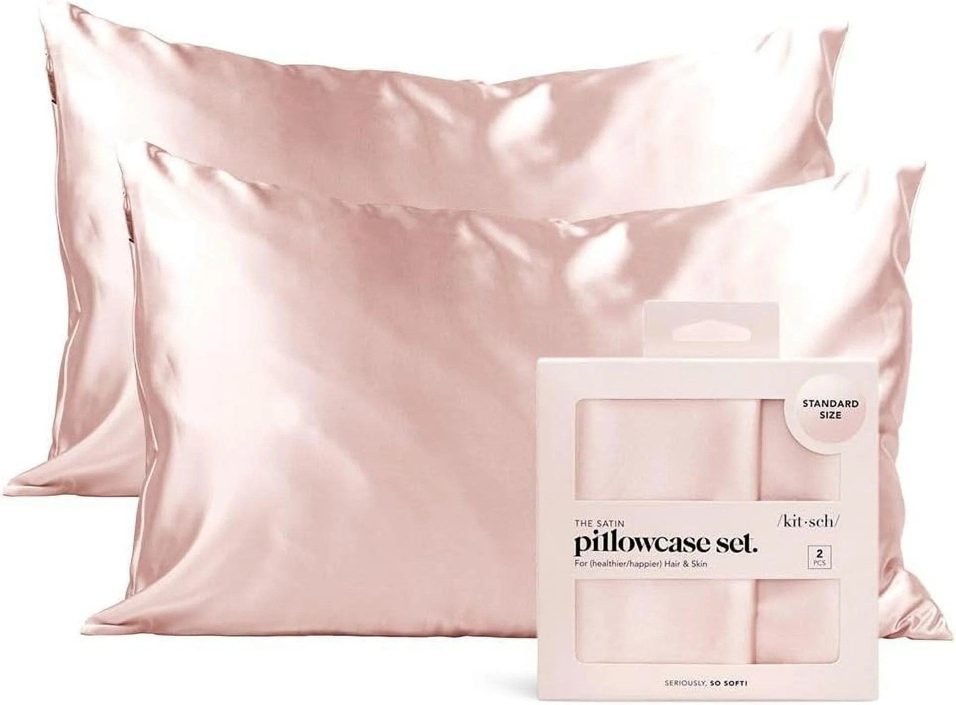 Kitsch Satin Pillowcase for Hair & Skin - 26 Length, 19 Width, Standard (Blush, 2 Pack) | Walmart (US)