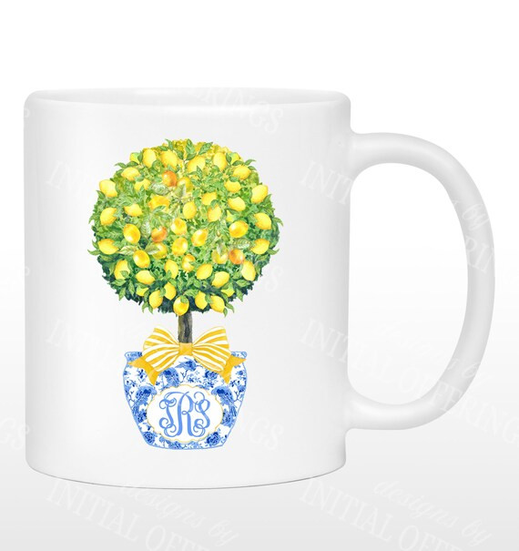Monogram Mug | Personalized Mug | Gift for Her | Gift for Wife | Gift for Mom | Blue and White Ch... | Etsy (US)