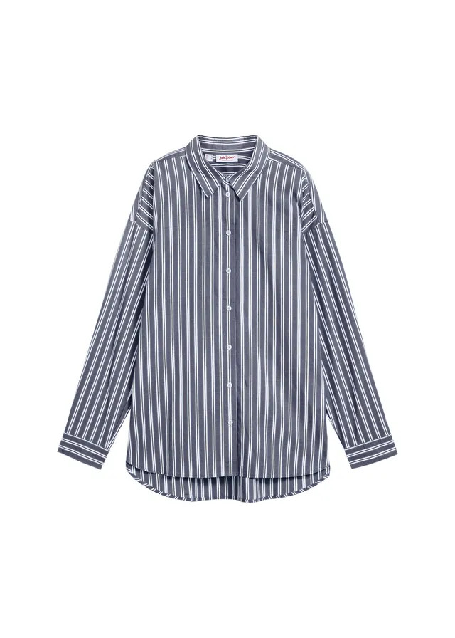Overzised overhemdblouse van katoen donkerblauw gestreept | Bonprix NL (Influencer)