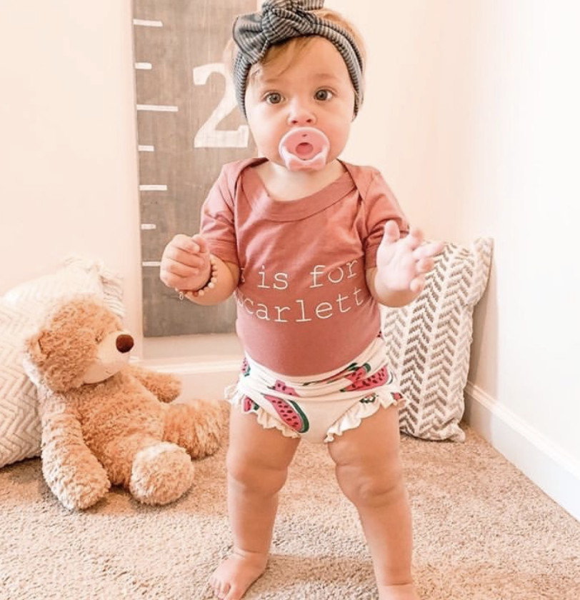 Alphabet Style- Mauve Onesie — BECK + PALM BECK+PALM | BECK+PALM