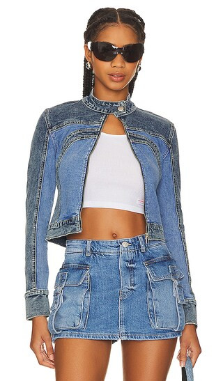 Quinn Moto Jacket in Blue | Revolve Clothing (Global)