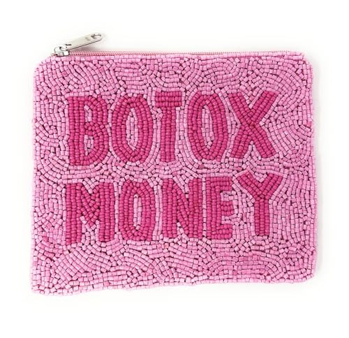 Pink Botox Money Beaded Coin Pouch, Beaded Purse Pouch, Small Wallets for Her, Birthday Gifts, Botox Money Pouch, Pink Pouch Purse | Amazon (US)