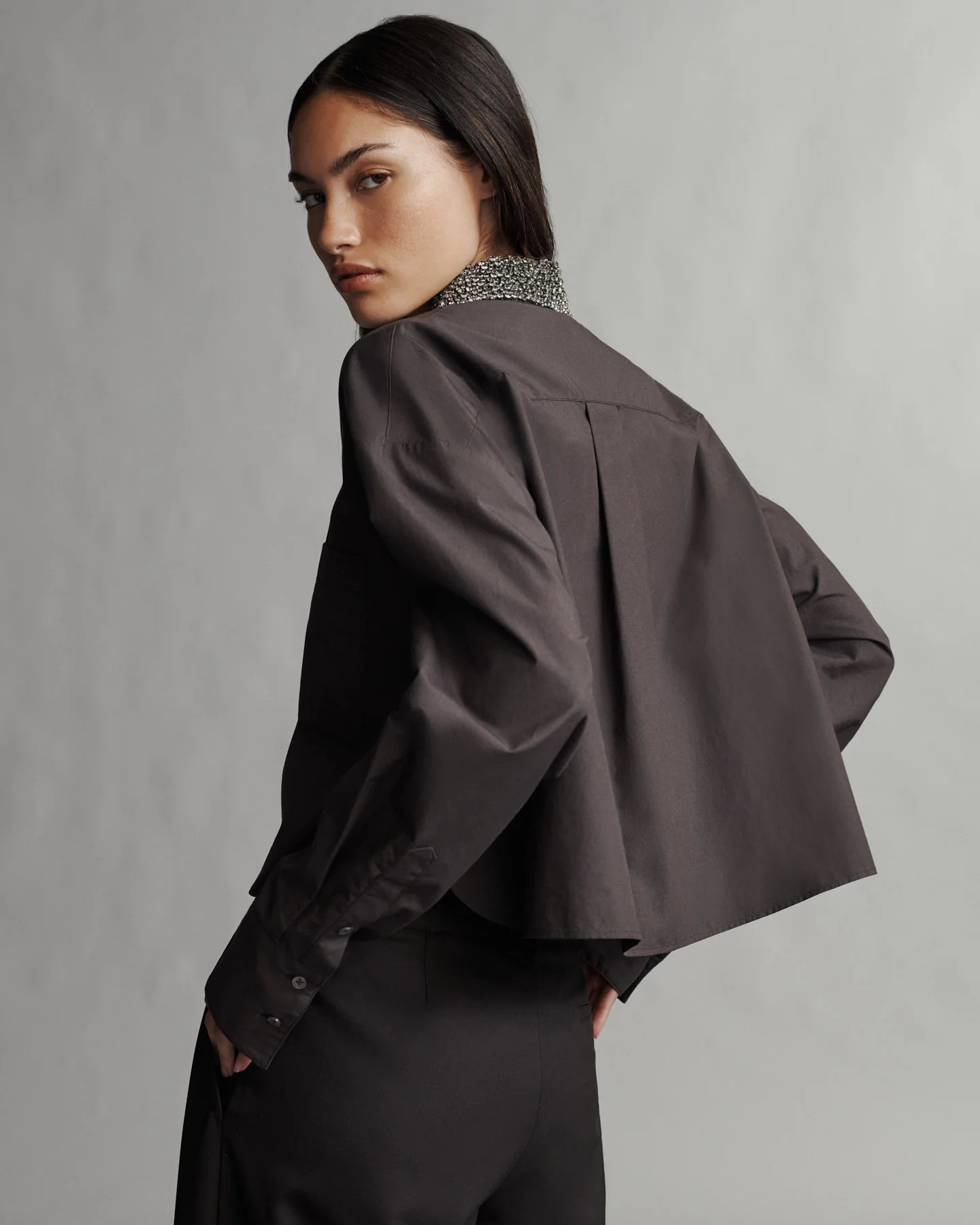 Little Big Joe With Crystal Collar in Cotton Shirting | TWP