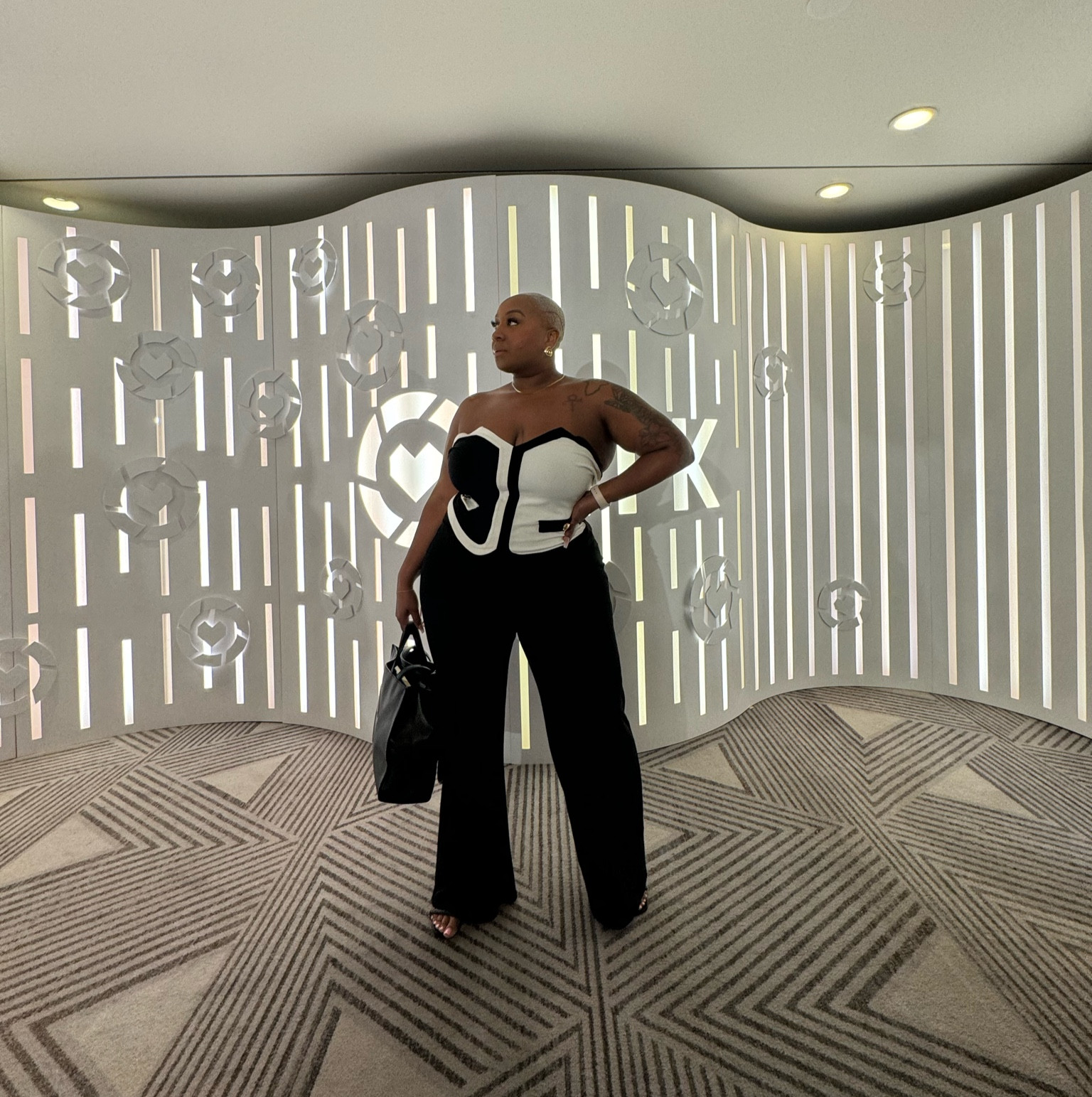 LTKCon 2024 Day 1. Conference Day something chic yet casual | elevated casual | Black and White contrast top black slacks 

#LTKStyleTip #LTKCon #LTKPlusSize