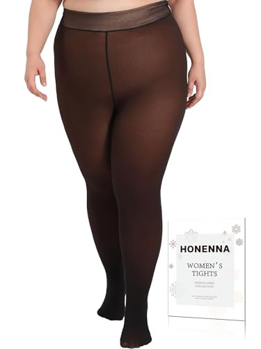HONENNA Plus Size Fleece Lined Tights, Fake Transparent Curvy Winter Thermal Tights for Women und... | Amazon (US)