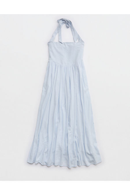 Aerie At The Barre Halter Dress Women's Misty Sky XL | Aerie