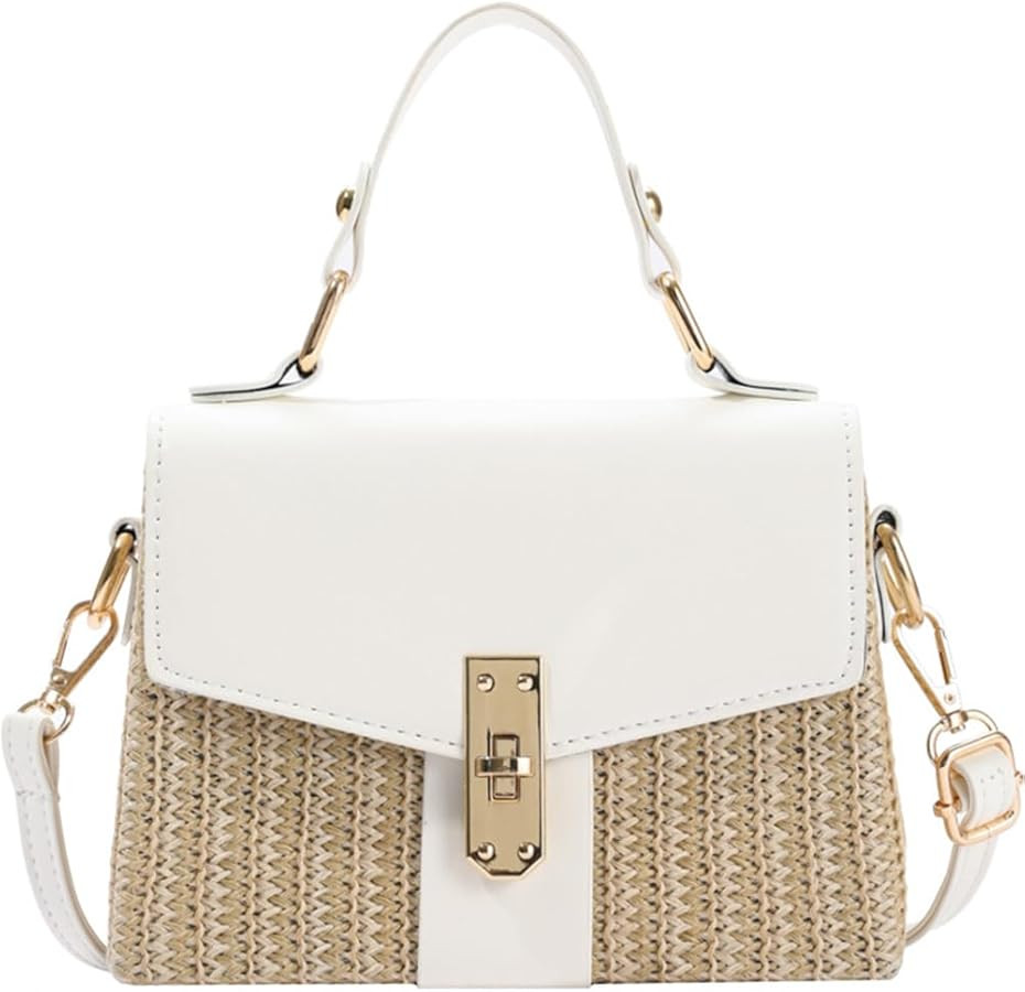 Small Straw Crossbody Shoulder Bag for Women, Retro Woven Beach Handbag for Summer Vocation | Amazon (US)