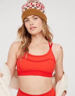 OFFLINE By Aerie Goals Velvet Trim Sports Bra | American Eagle Outfitters (US & CA)
