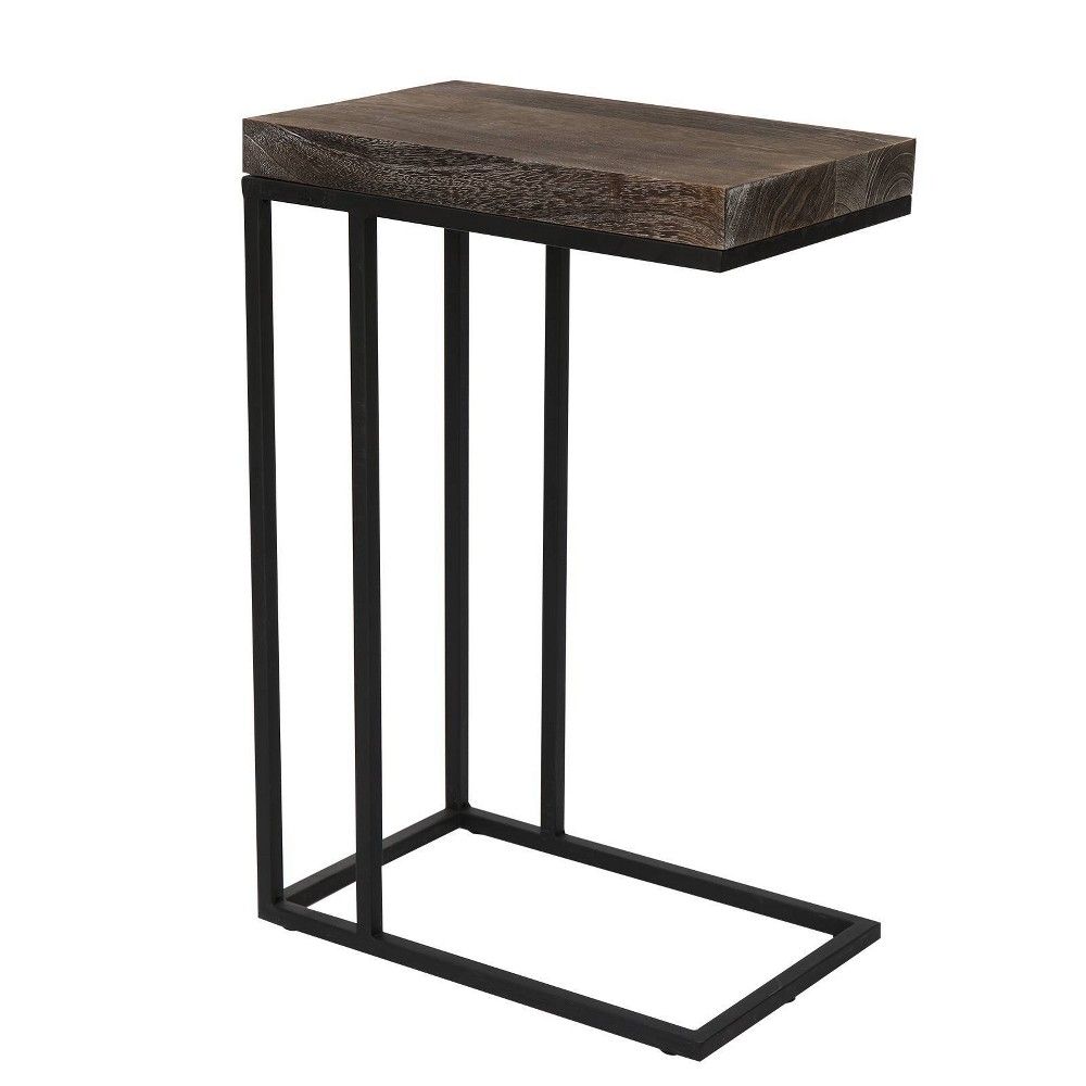 Breeze Casual C Shaped End Table Metal Frame Rustic Brown - Proman Products | Target