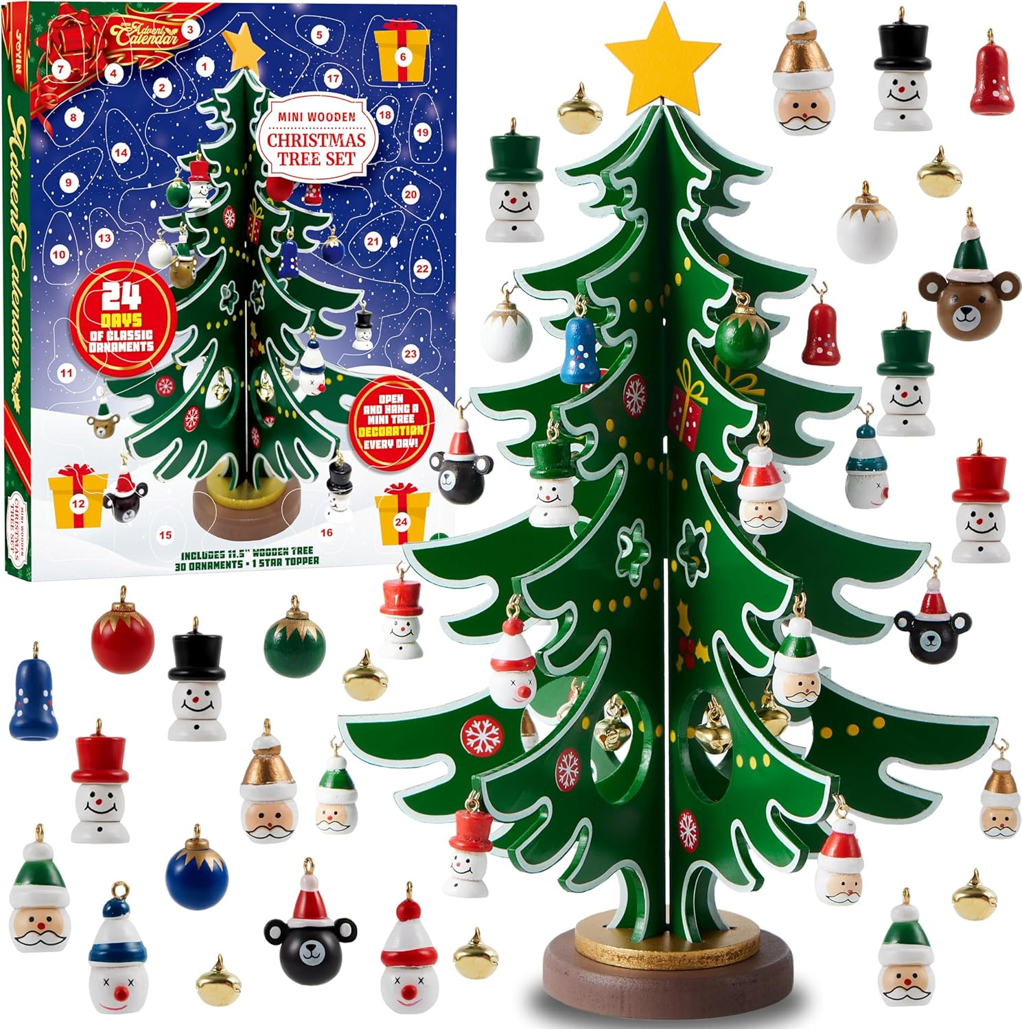 JOYIN 2025 Christmas Advent Calendar, 24 Days Countdown Calendar with Christmas Tree 24 PCS Ornam... | Amazon (US)