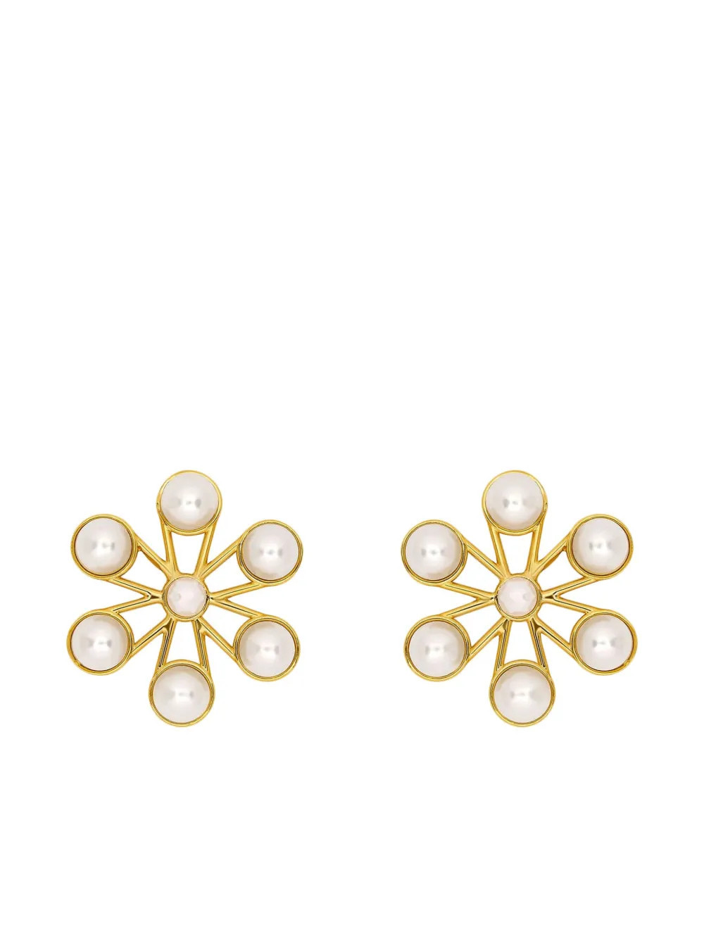 Oscar de la Renta geometric-flower shape earrings - Gold | Farfetch Global