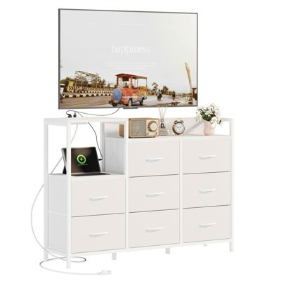 MAYEERTY Wooden Top TV Media Console, 8 Fabric Drawers 1 Shelf for 45-Inch TVs | Target