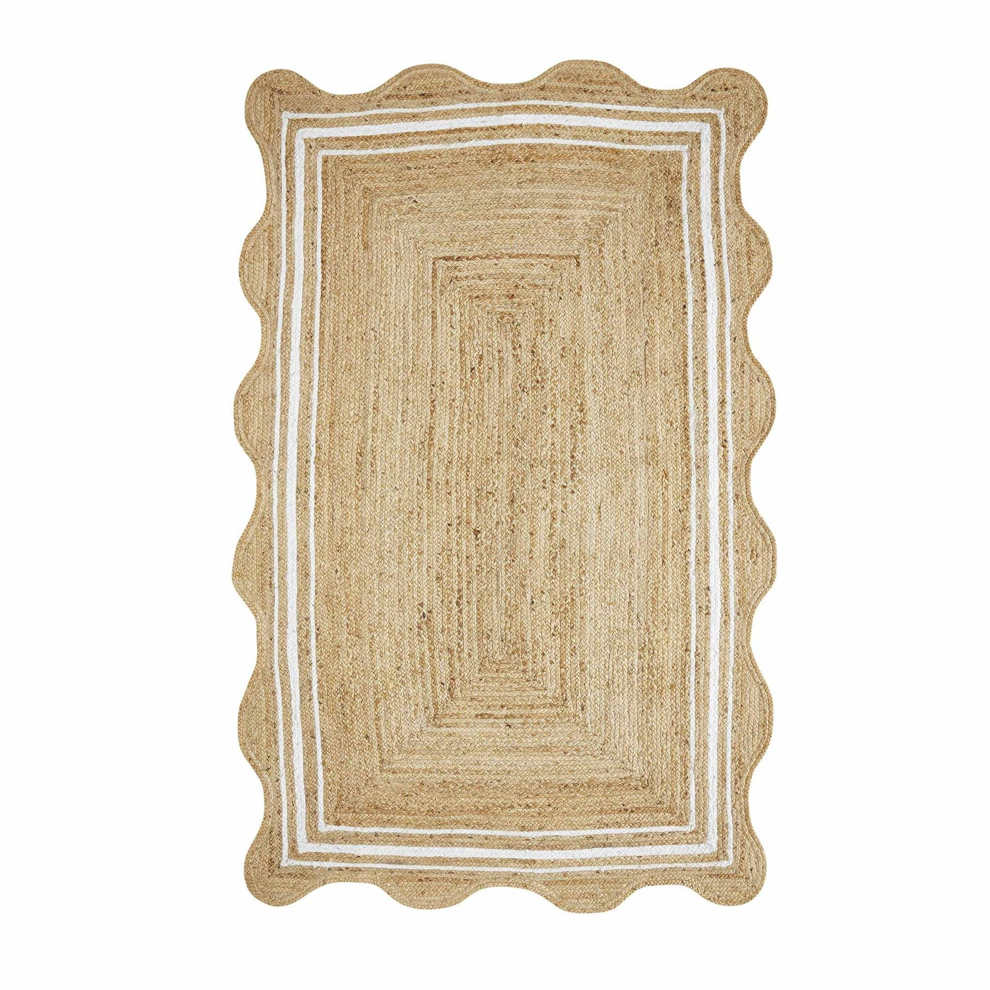 My Texas House Natural/White Scallop Jute with Border Area Rug, 5' x 8' | Walmart (US)