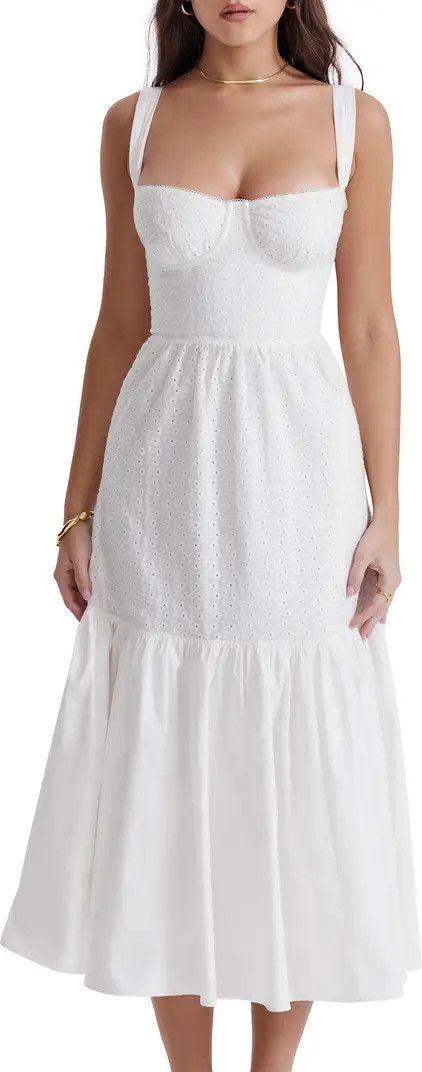 Elia Floral Stretch Cotton Blend Corset Sundress | Nordstrom