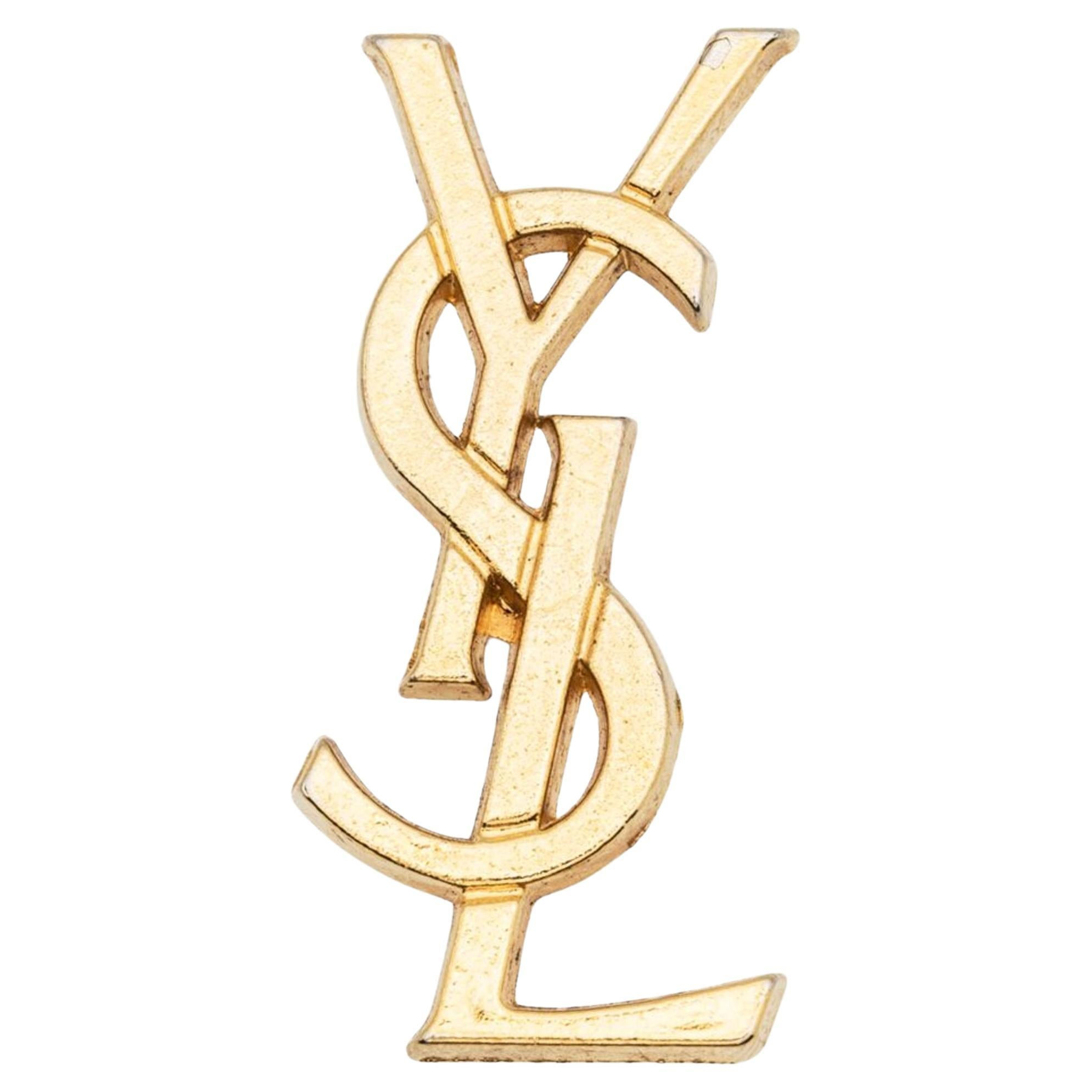 Yves Saint Laurent YSL 1990 Logo Brooch | 1stDibs