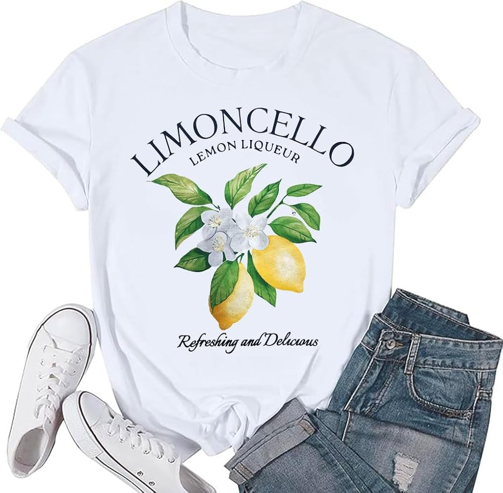 Women Lemon Shirt Limoncello per Favore Tshirt Lemon Graphic Amalfi Coast Tee Casual Holiday Trip... | Amazon (US)