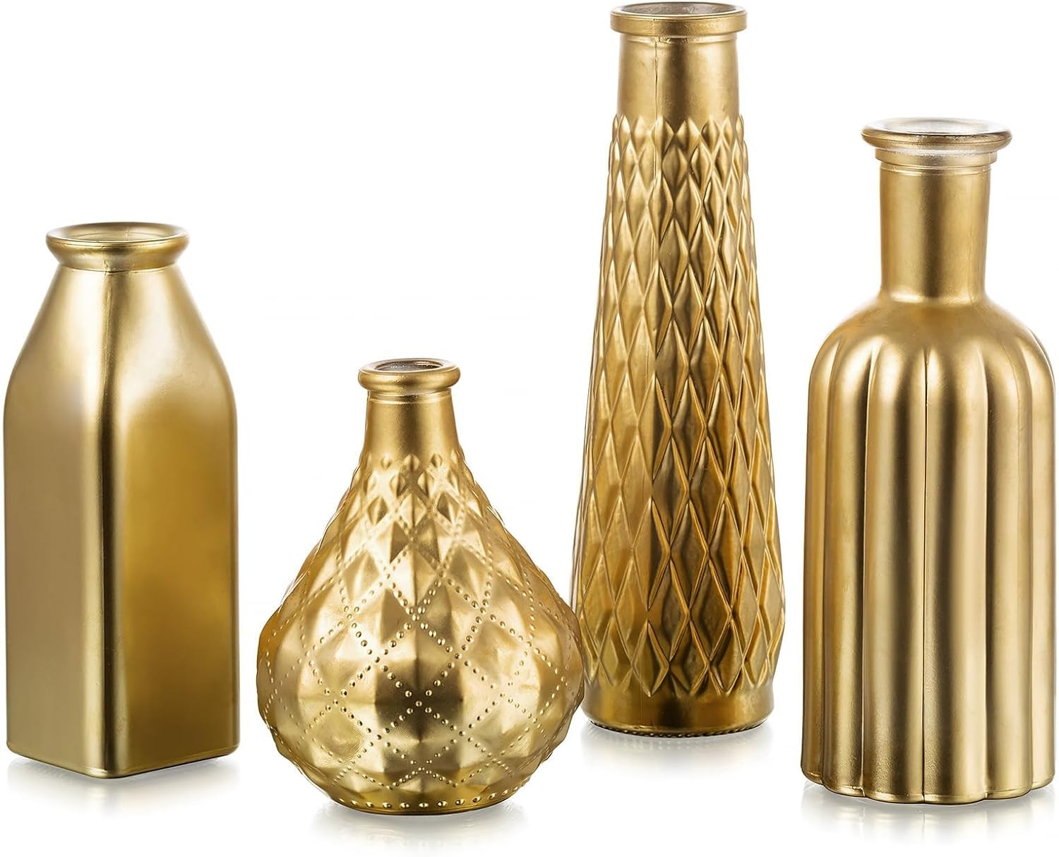 Glasseam Gold Glass Vase for Flowers: Set of 4 Small Vases for Home Decor | Amazon (US)
