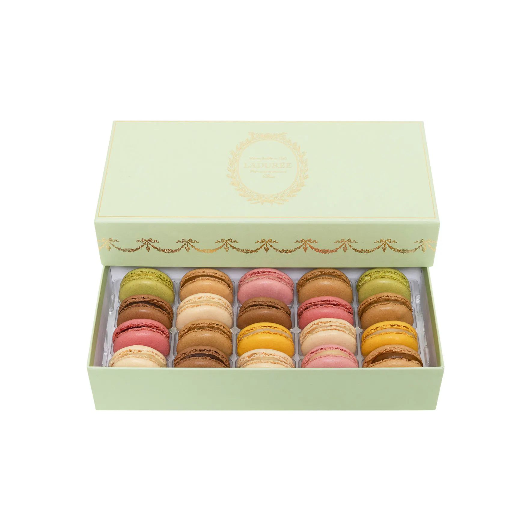 Prestige Green - Box of 20 Macarons by Ladurée Paris | Goldbelly | Goldbelly