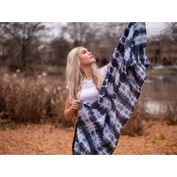 Gray Linen Shibori Scarf, Tie Dye Table Runner, Gray Wrap, Shawl, Scarf | Etsy (US)