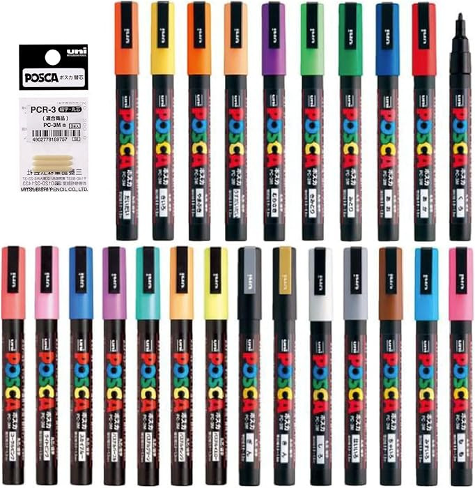 Fine Point Tip width 0.9-1.3mm 24 colors PC-3M, For Fabric, Glass, Metal Paint, Including Pens Ti... | Amazon (US)