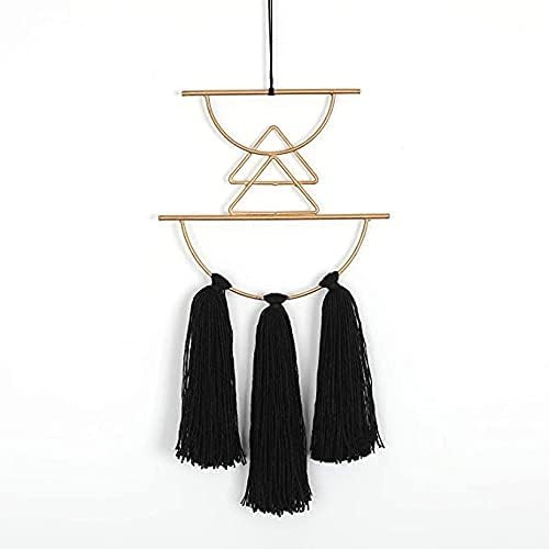 Mini Macrame Wall Hanging Small Gold Metal Wall Art Black And Gold wall Decor Boho Wall Home Cute... | Amazon (US)