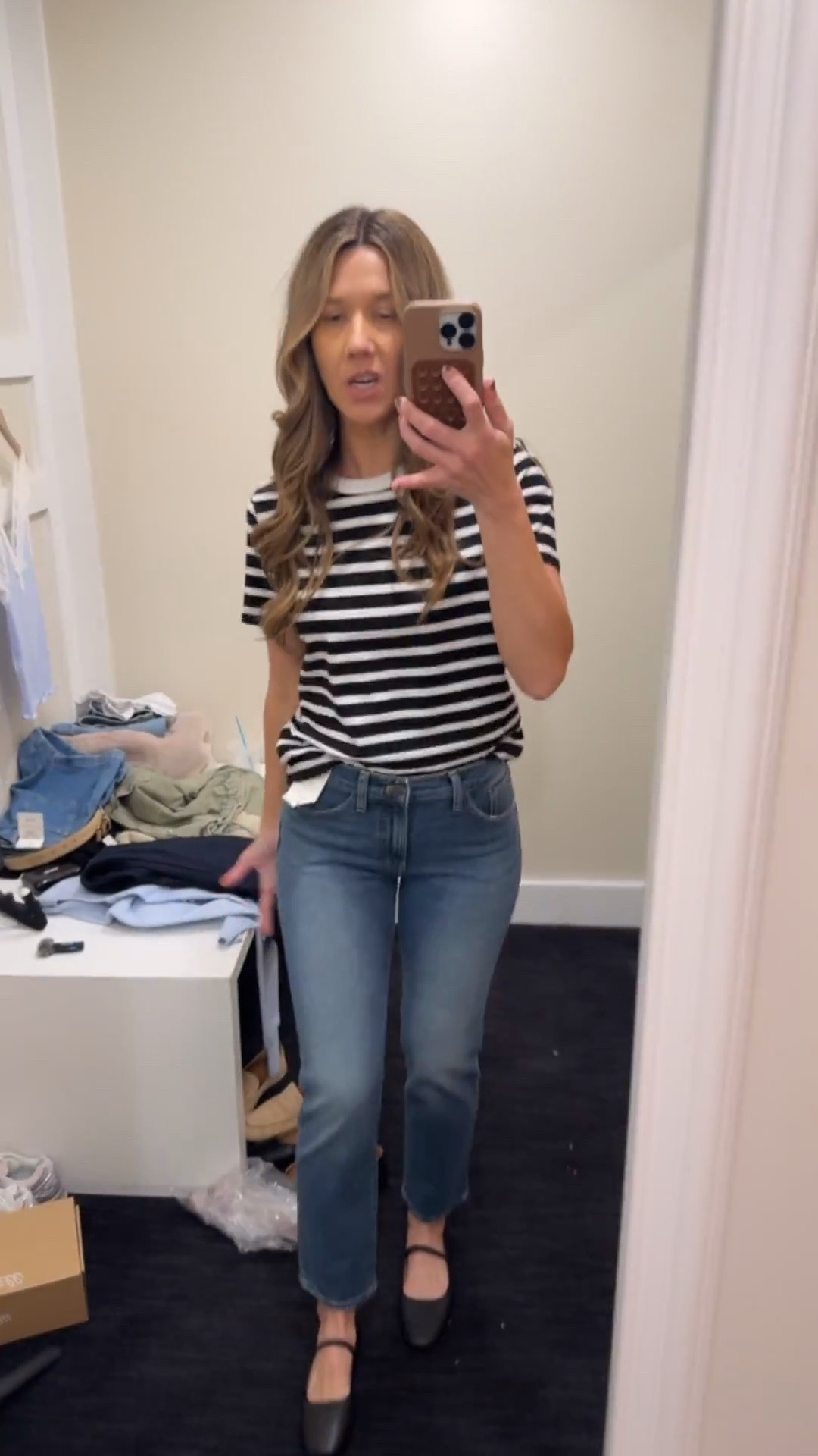 Jeans I bought but I'm another wash @Madewell 
Jeans 26 styled with striped tee mediumm

#LTKSeasonal #LTKOver40