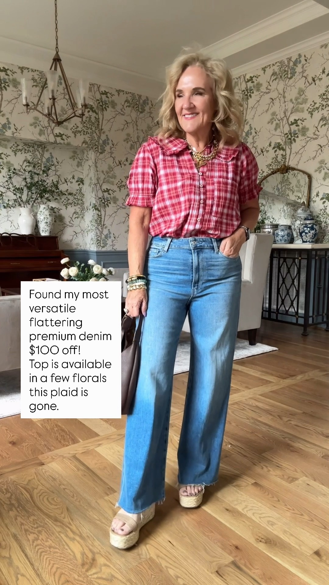 Jeans I’m in a 29 petite the ones on sale don’t have a petite an avail. But with the raw hem you can cut them! 
Top avail in a cute floral. Size medium 
20% off Allie & Bess jewelry code NANETTE20

#LTKSaleAlert #LTKootd #LTKOver40