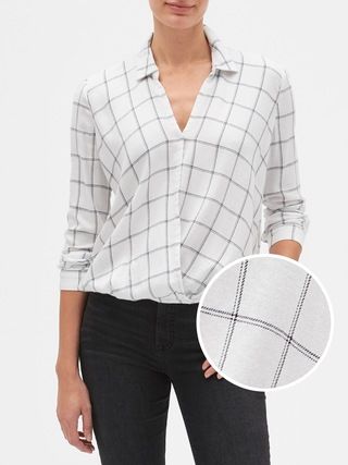 Plaid Wrap-Front Shirt in Twill | Gap Factory