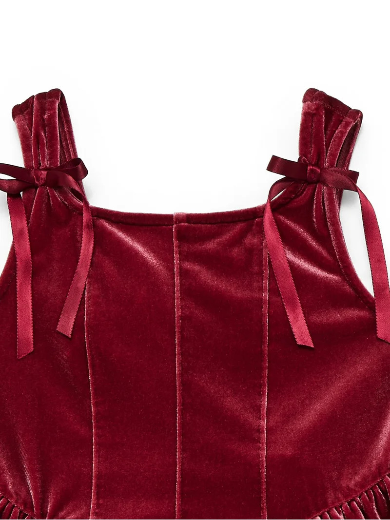 Weekend Academy Girls Sleeveless Velour Corset Dress, Sizes 4-18 | Walmart (US)