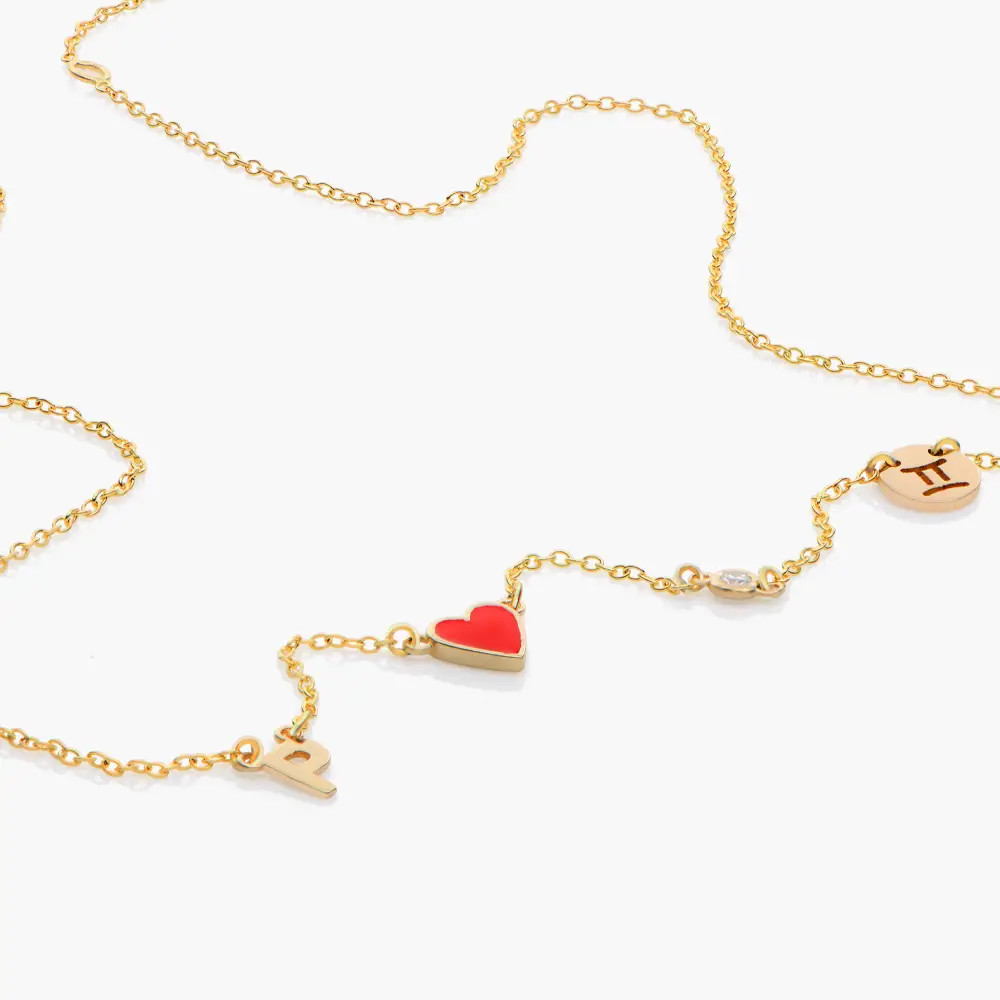 Inez Initial Heart Necklace with Diamond - 14K Solid Gold | Oak & Luna (US)