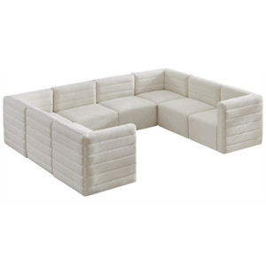 Meridian Furniture Quincy Cream Velvet Modular Sectional | Cymax