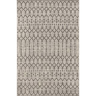 JONATHAN Y Ourika Moroccan Light Gray/Black 3 ft. 1 in. x 5 ft. Geometric Textured Weave Indoor/O... | The Home Depot