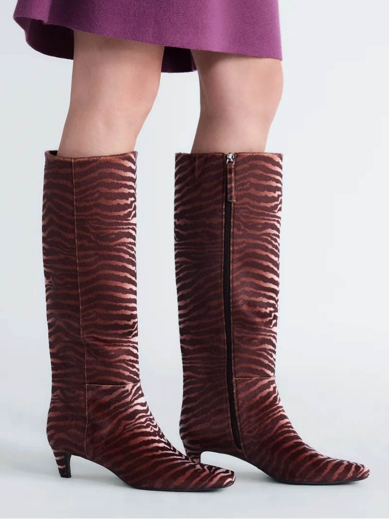 Scoop Women\u2019s Two Tone Kitten Heel Knee High Boots, Wide Width Available | Walmart (US)