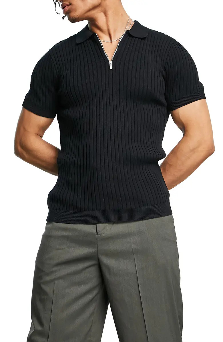 Topman Ribbed Zip Polo | Nordstrom | Nordstrom