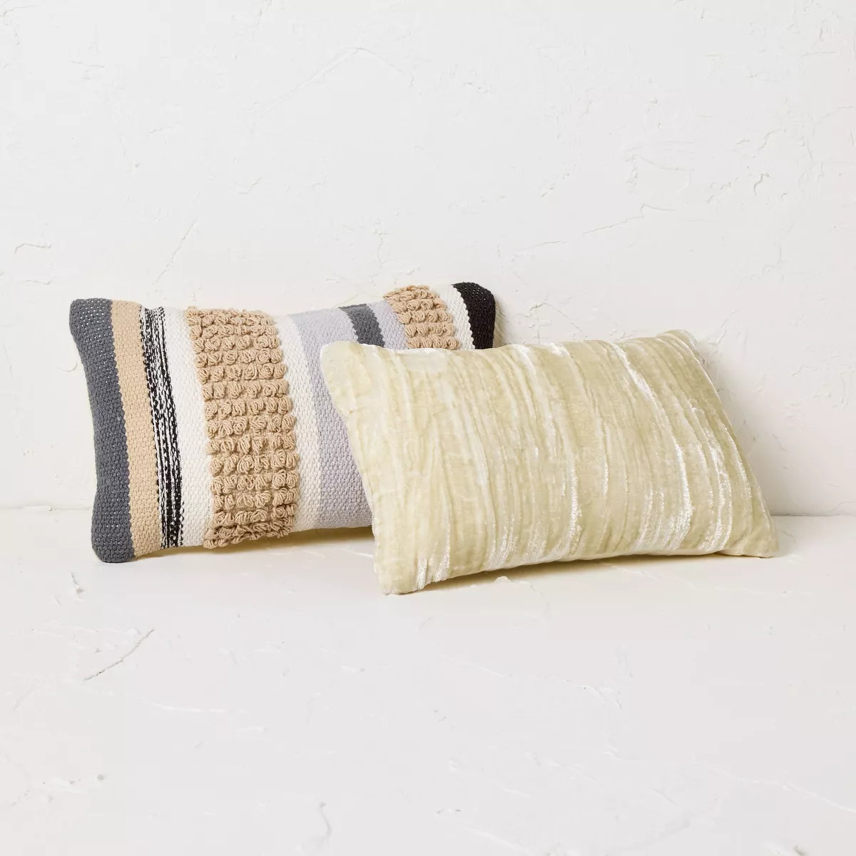 2pk 8''x13' Woven Striped Oblong Decorative Pillows Gray/Tan - Opalhouse™ designed with Jungalo... | Target