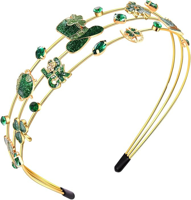 mokkia St.Patrick's Day Headband for Women - Enamel Green Shamrock Jeweled Rhinestone Headband, H... | Amazon (US)