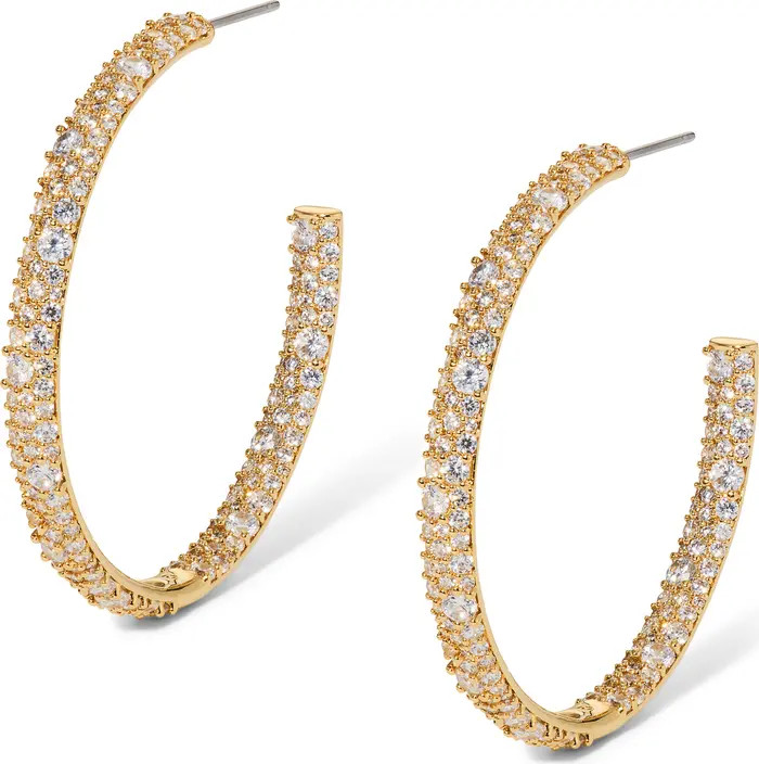 Nadri The Perfect Gift Crushed Pavé Inside Out Hoop Earrings | Nordstrom | Nordstrom