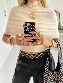 Siren Gaze Women's Elegant Solid Color Turtleneck Wrap Knit Top Summer | SHEIN