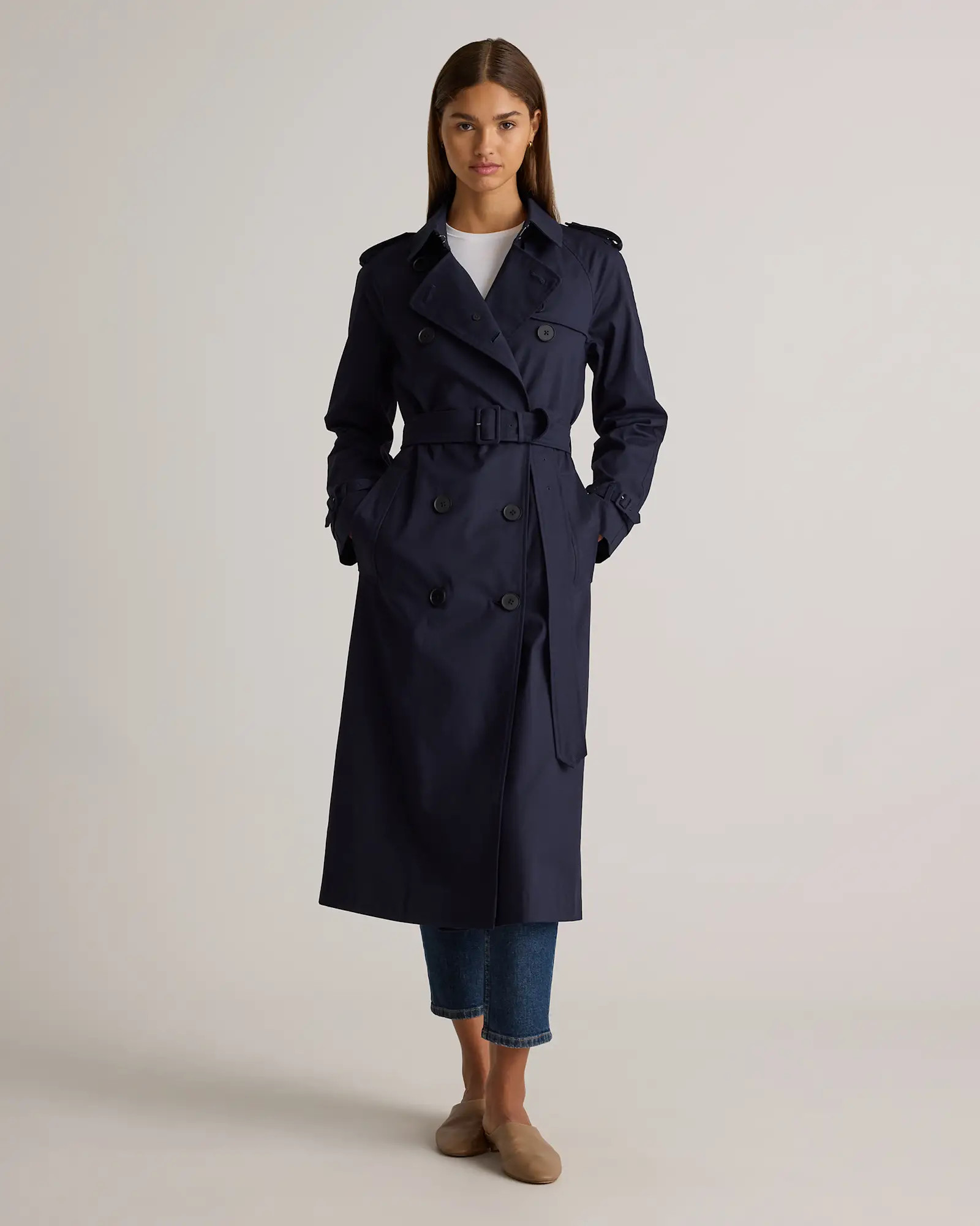 Comfort Stretch Long Trench Coat | Quince
