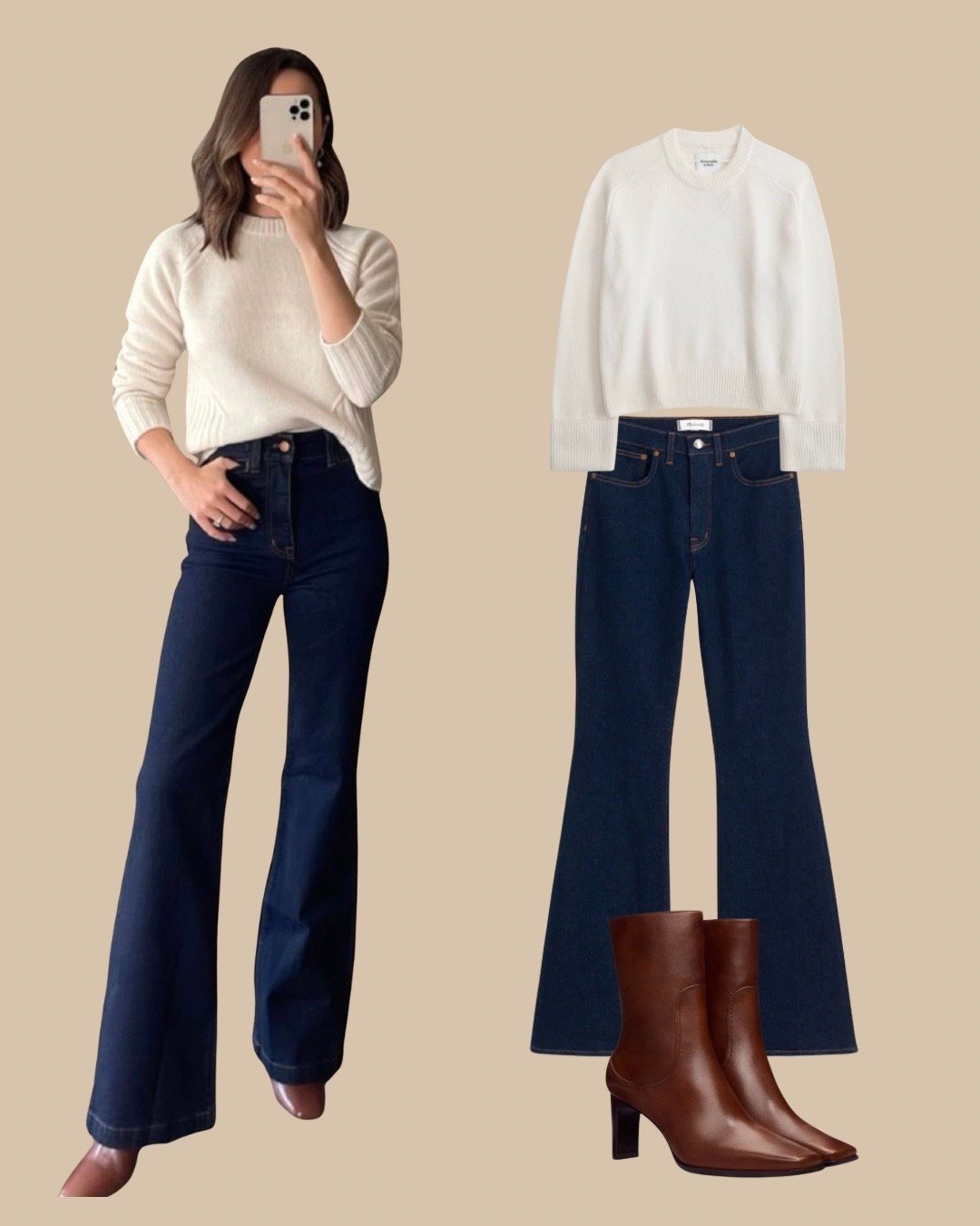 Winter flare jean and bootie outfit 

#LTKootd