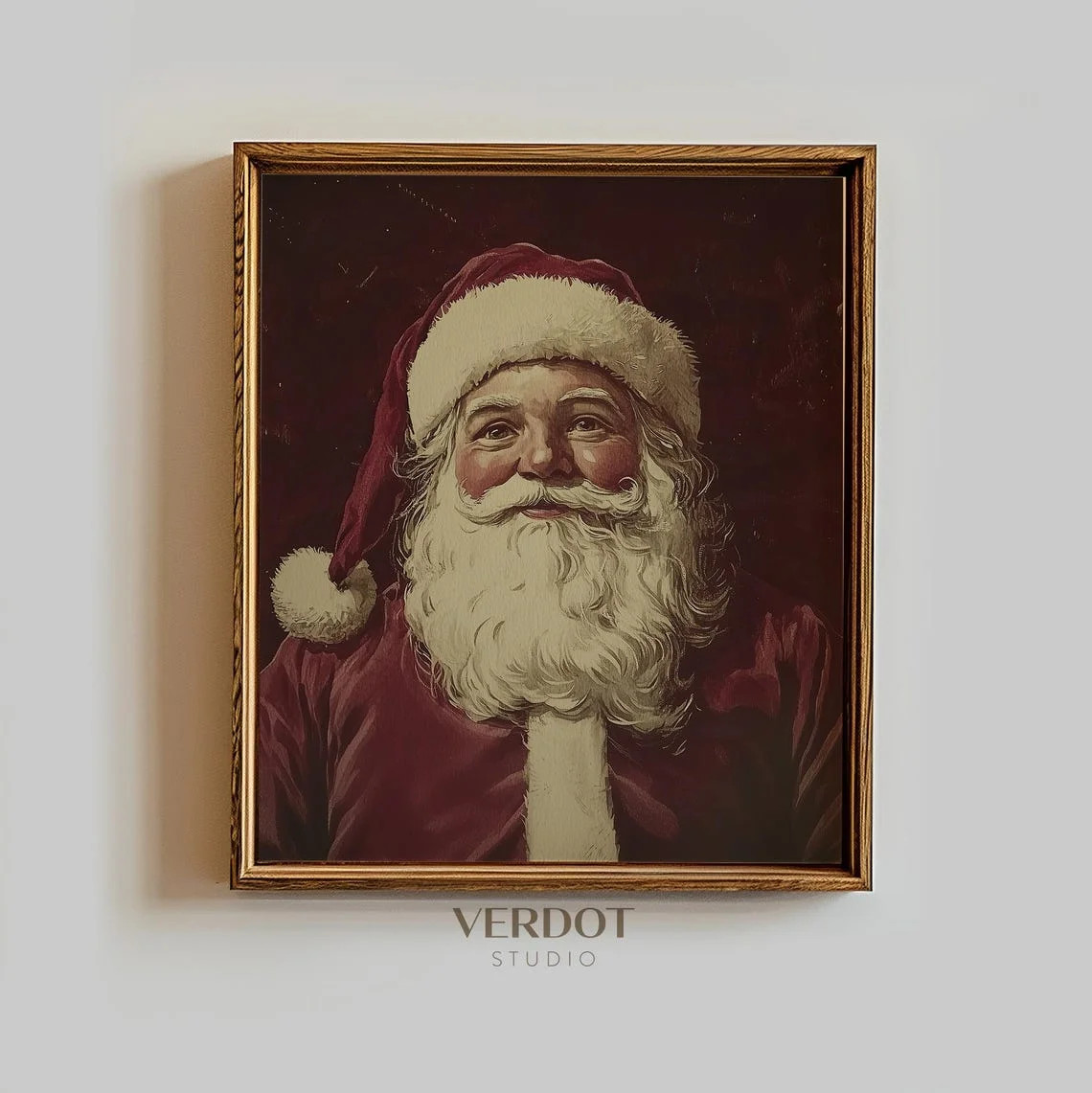 PosterArt Vintage Red Santa Poster Wall Art Burgundy Antique Holiday Print Classic Winter Seasona... | Walmart (US)