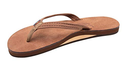 Rainbow Sandals Ladies Luxury Leather - Single Layer Arch Support With 1/2" Narrow Strap, Nogales Wood, Ladies Size Large / 7.5-8.5 | Amazon (US)