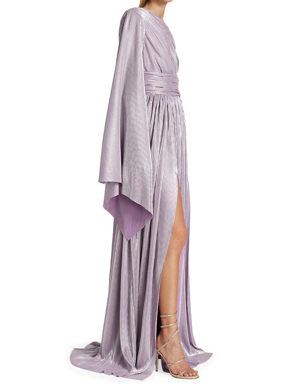 Florence Pleated Metallic One-Shoulder Gown | Saks Fifth Avenue