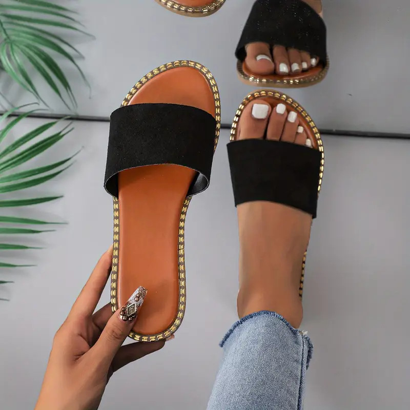 Single Band Slip Shoes Women s Fashion Flat Slides Open Toe - Temu | Temu Affiliate Program