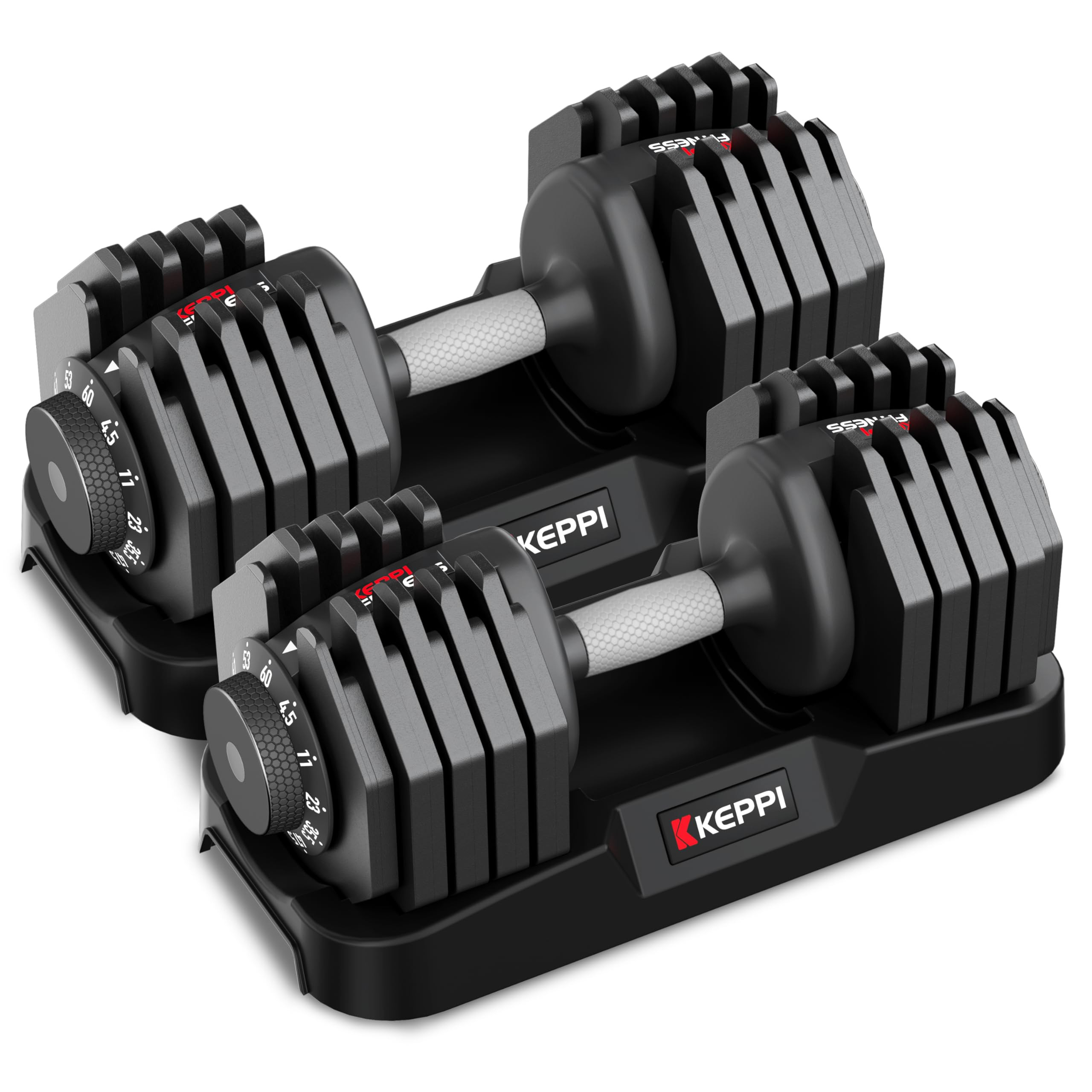 Keppi Adjustable Dumbbells Set-25lb/40lb/55lb/60lb, Anti-Slip Metal Fast Adjust Weight Handle, Ex... | Amazon (US)