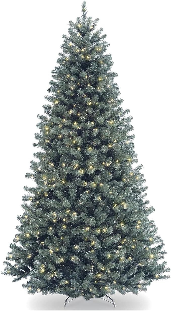 National Tree Company Pre-Lit Artificial Full Christmas Tree, Blue, North Valley Spruce, White Li... | Amazon (US)
