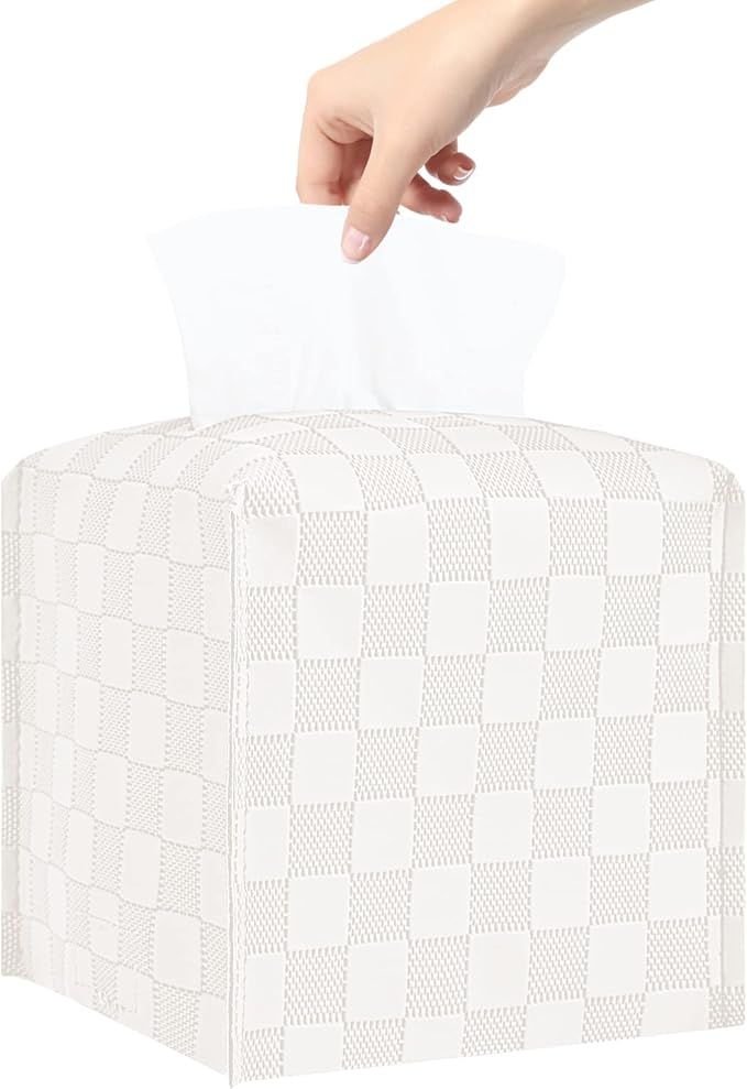 Tissue Box Cover, Square Tissue Box Holder, PU Leather Tissue Holders Decorative, Modern Facial P... | Amazon (US)