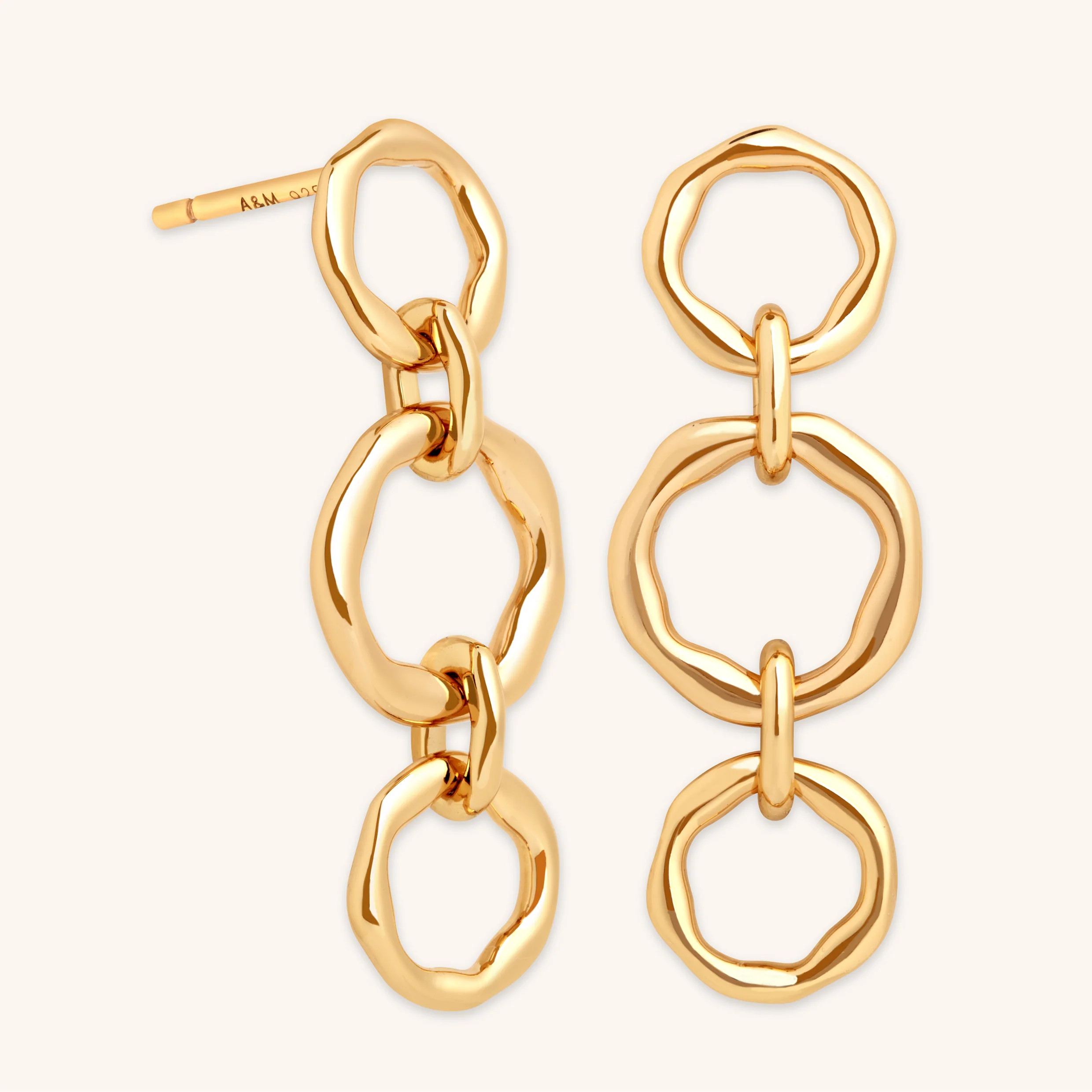 Molten Link Drop Studs in Gold | Astrid & Miyu UK