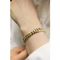 14K Gold 9mm Miami Cuban Chain Bracelet, Curb Link Bracelet, Cuban Bracelet, Gold Bracelet, Bold Cha | Etsy (US)