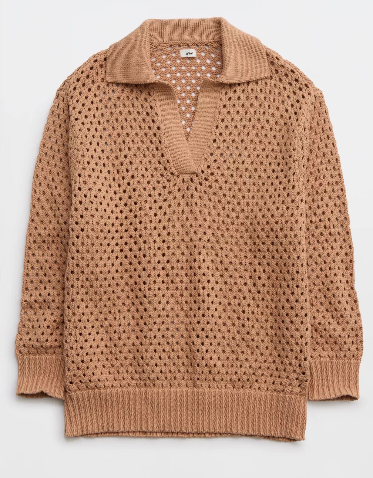 Aerie Open Knit Polo Sweater | Aerie